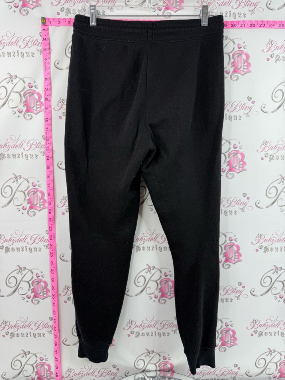 George Drawstring Jogger Track Pants Black lounge wear cozy comfortable cuffed - Picture 2 of 10